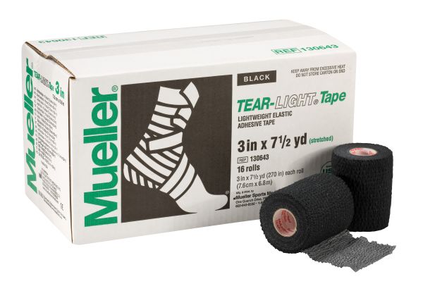 Mueller Tear-Light Tape, schwarz, 7,5 cm x 6,9 m, 16 Rollen